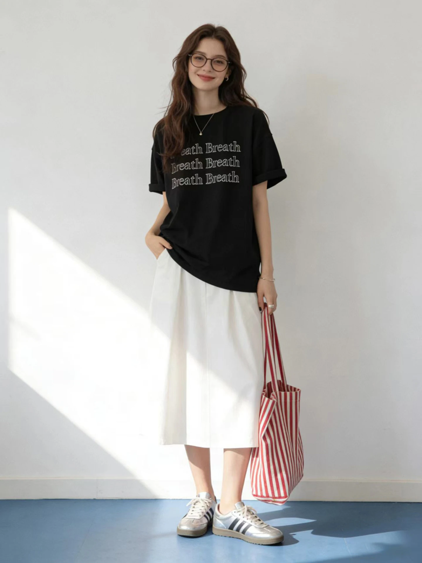 

HUAAPPUW Pure Cotton round Neck Short Sleeve T-Shirt Letter Print Loose Fit Color Women's Casual Summer Top