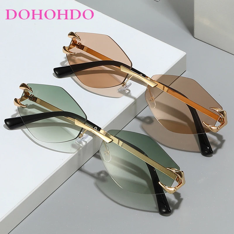 DOHOHDO 2025 nuevo UV400 personalidad clásica gafas sin marco gafas de sol de moda Casual Hip Hop tendencia gafas de sol hombres y mujeres