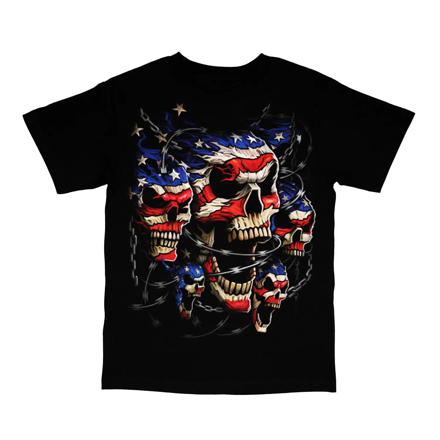 

Patriotic Skulls USA Red White Blue Flag Mens Short Sleeve T-Shirt 11248D0