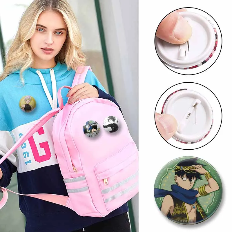 Anime Shigeo Kageyama Arataka Reigen Teruki Cosplay Badges COSTUME Mob Psycho 100 Lapel Pin Round Brooch on Bag Hat Decor Gifts