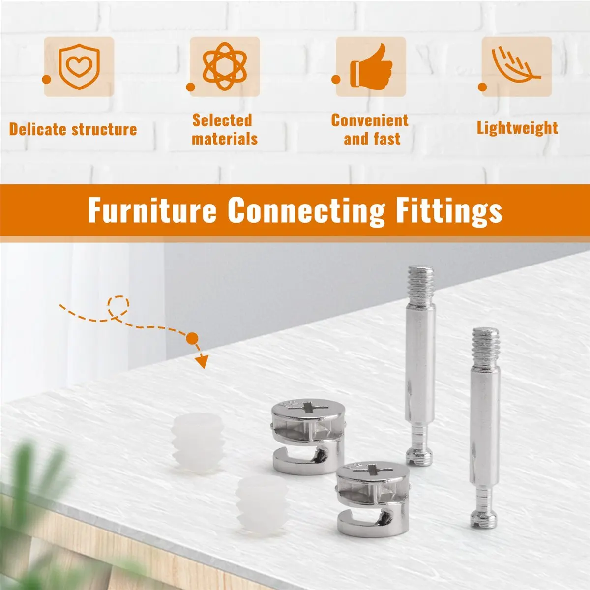 A290K  Furniture Cam Fitting with Dowel and Pre-Inserted Nut (Set of 5) SUMMER