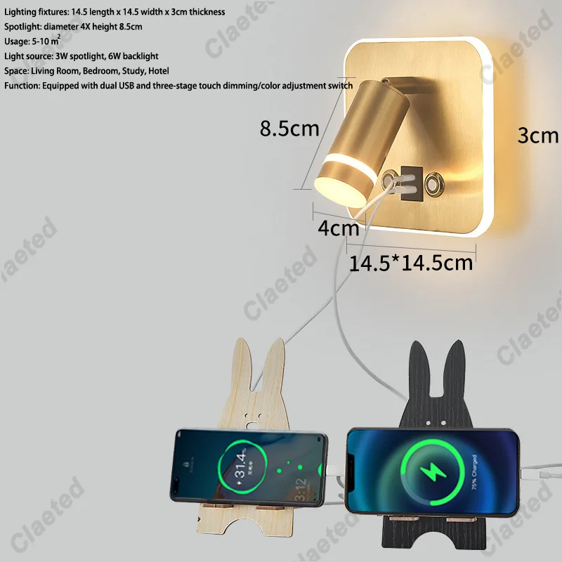 Nieuwe Scandinavische minimalistische wandlamp Hotelinterieur LED-leeslamp Gang Slaapkamer USB Opladen Nachtkastje Versier wandlamp