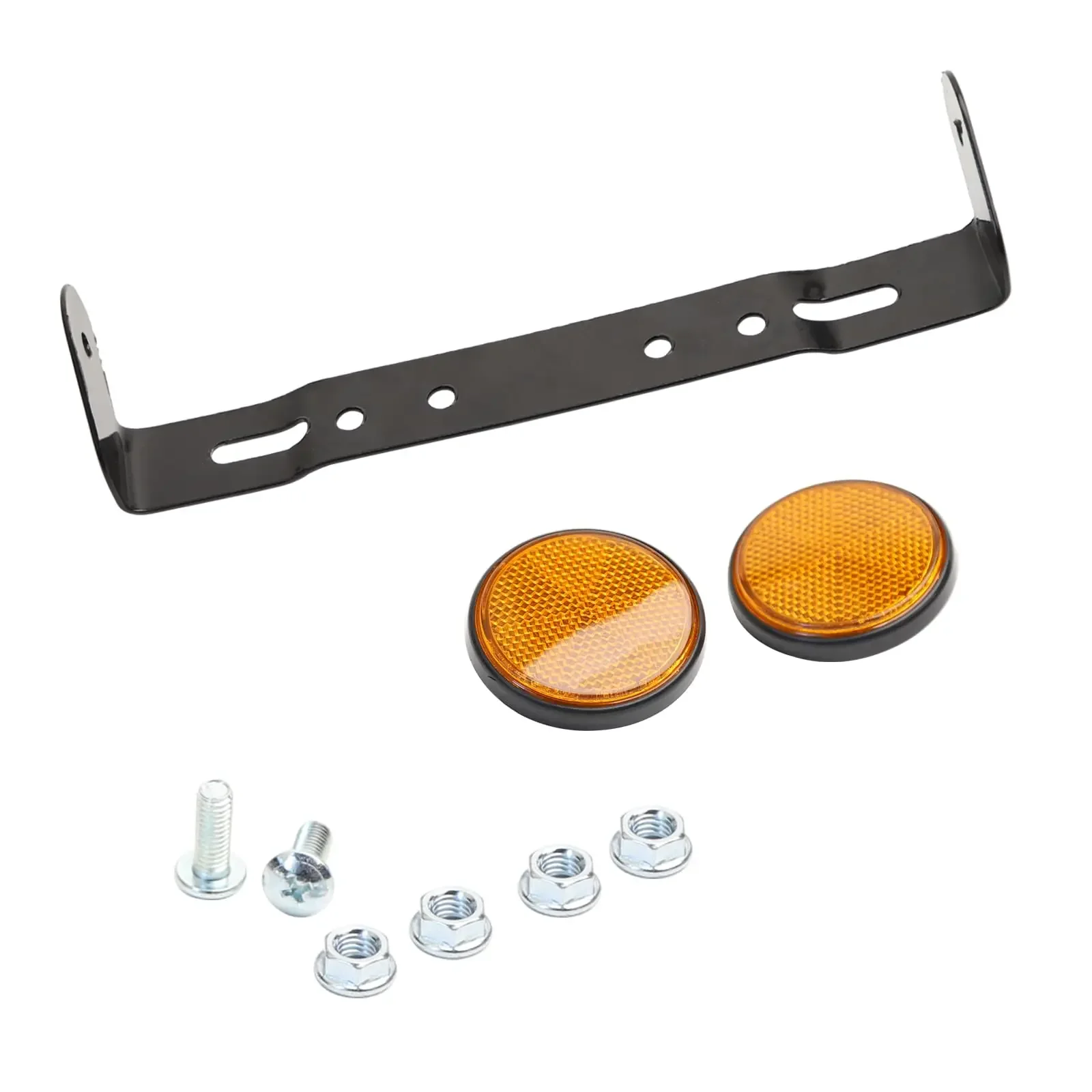 Sleek Motorcycle License Plate Bracket with Integrated Reflectors on Both Sides,Black Color