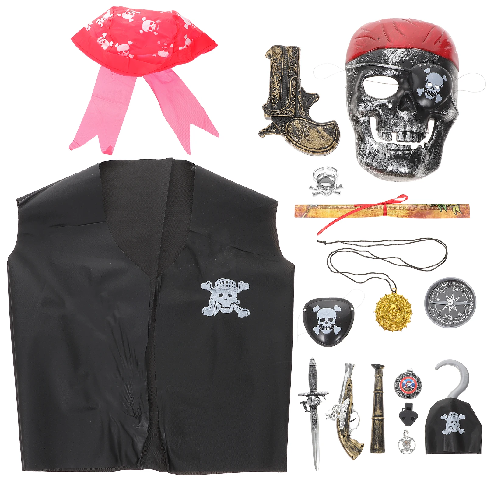 

16 Pcs Pirate Playset Cosplay Prop Halloween Costume Party Props Decorations