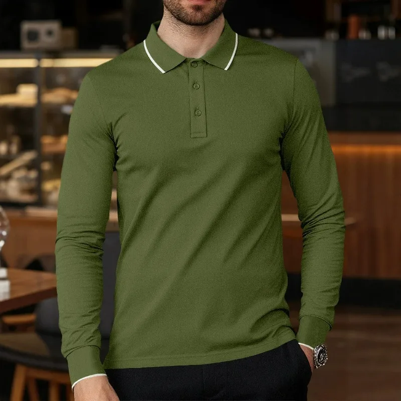 Cross-border European American Spring and Autumn Men's Lapel Solid Color Casual Top Outdoor Sports