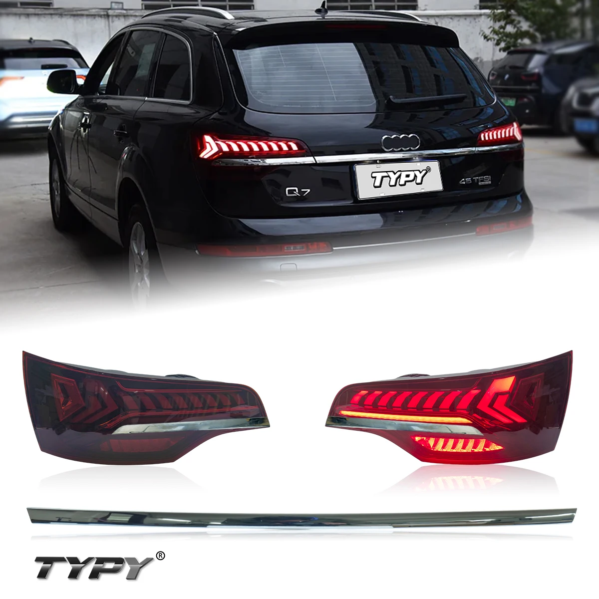 

TYPY Car Tail Lights For AUDI Q5 2012 -2017 Full LED Mod Water Flow Direction Traffic Light Assembly with Through Plate Bar