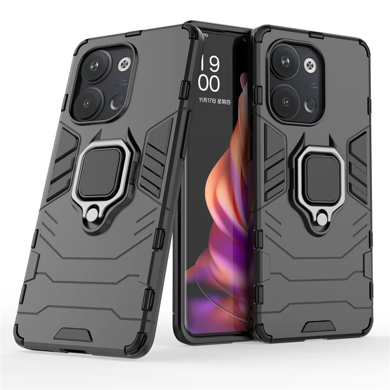 For OPPO Reno 9 Cover For Reno 9 Capas Shockproof Armor Back Phone Bumper Magnetic Ring Holder Case For Reno 9 Pro Plus Fundas