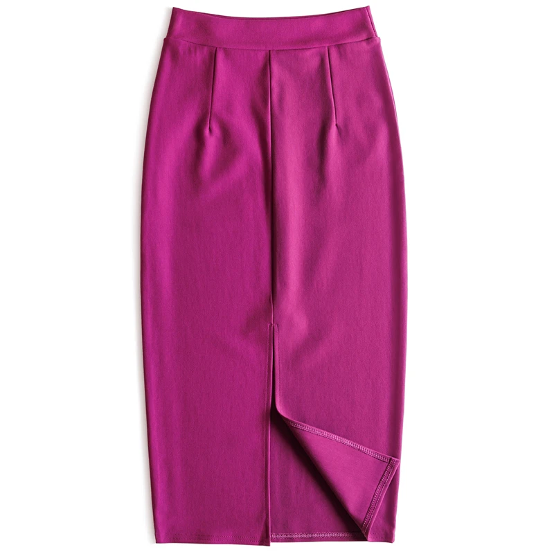 春夏の新スタイル弾性スリミングミッドレングスプロフェッショナルラップアラウンドハイウエストスリットロングスカート女性のファッション