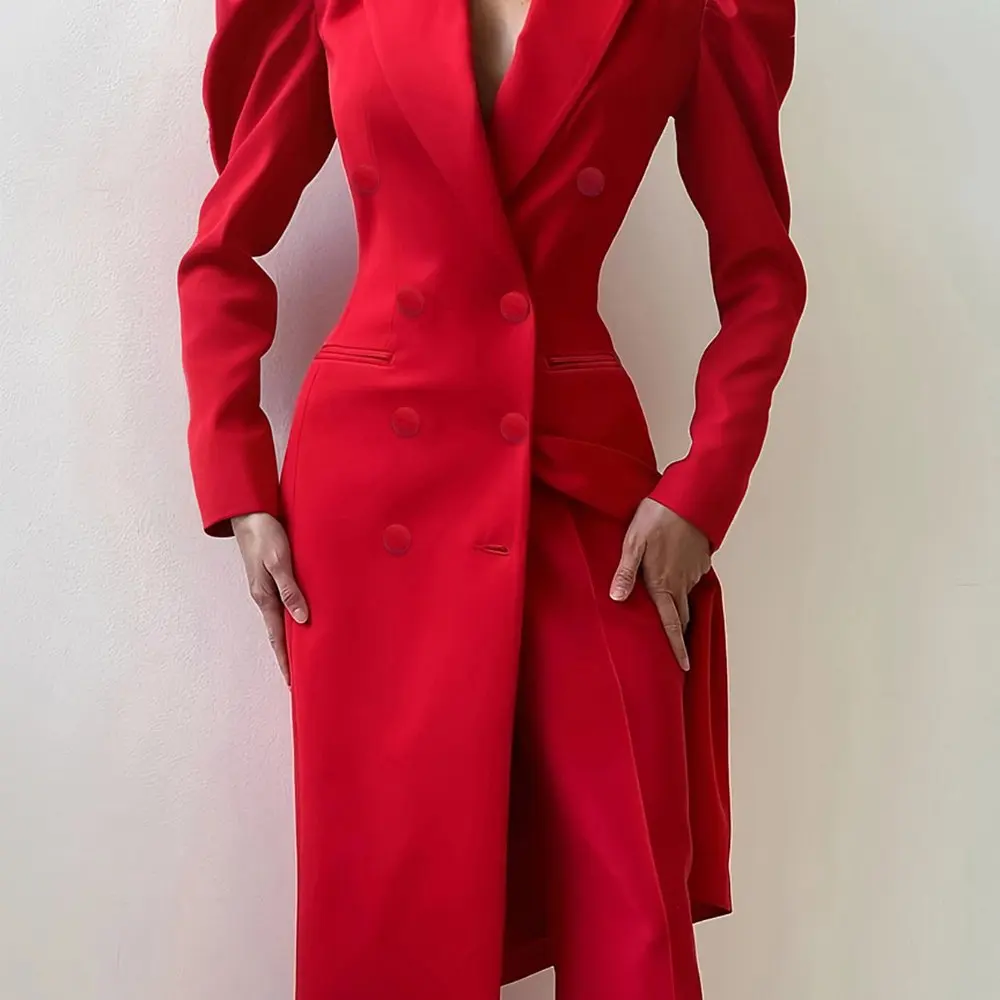 

Women's Business Blazer Autumn Winter Long Sleeve Turn-down Collar Button Front High Street Style Plain Vest for Office Wear