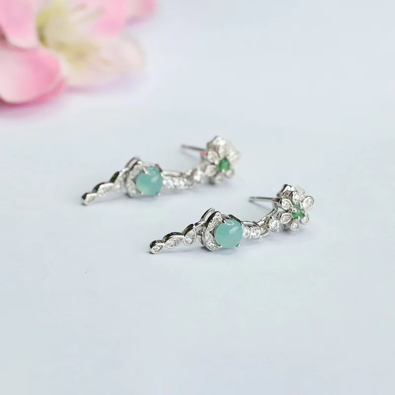 

Винтажные серебряные серьги-крючки S925 с головой Будды из натурального нефрита, богемные украшения с резьбой по льду и воде