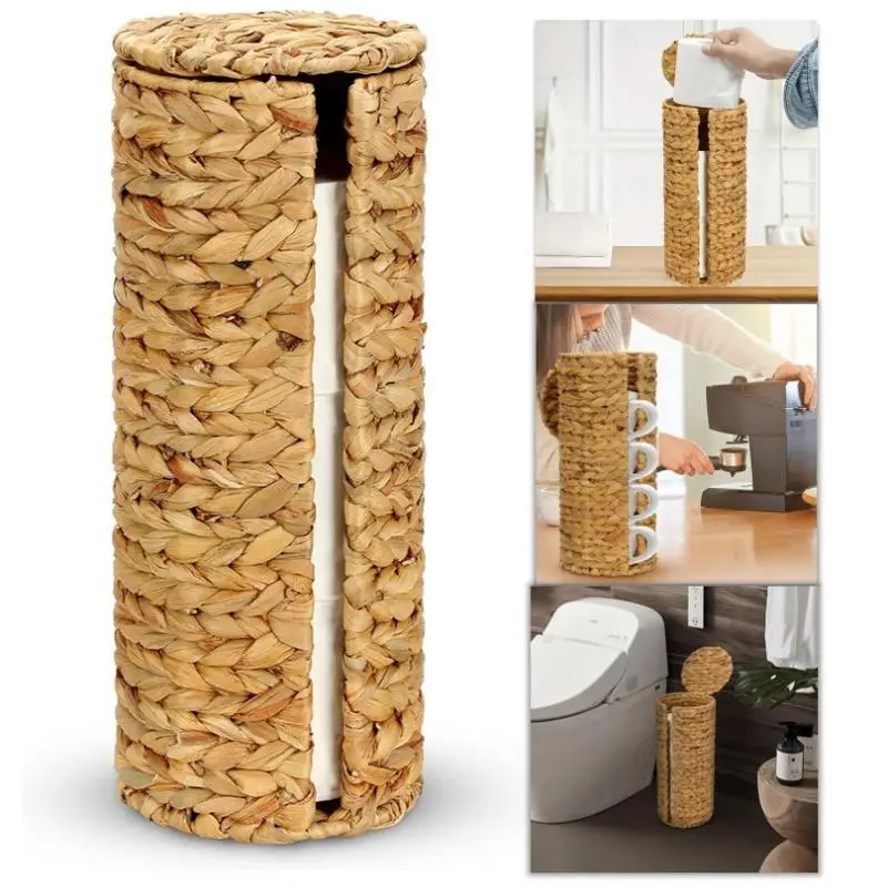 

Retro Style Woven Basket Toilet Paper Storage Basket Fashion Decorative Rack Bathroom Organizer
