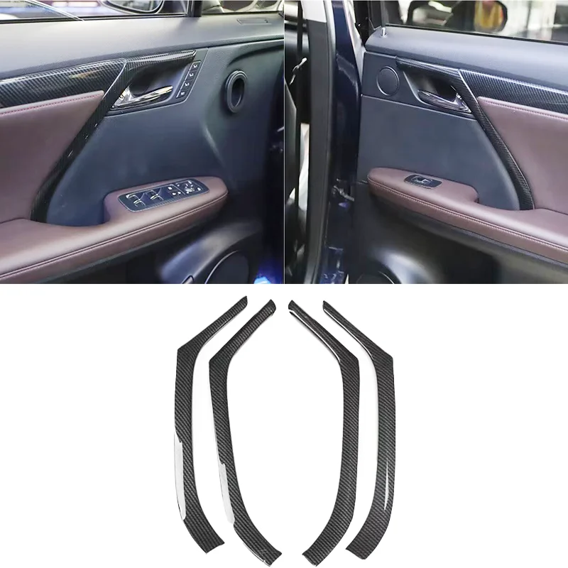 LHD For Lexus RX RX300 350 450h 2016-2020 ABS Carbon Fiber Car Four door interior handle decorative strip Interior Accessories