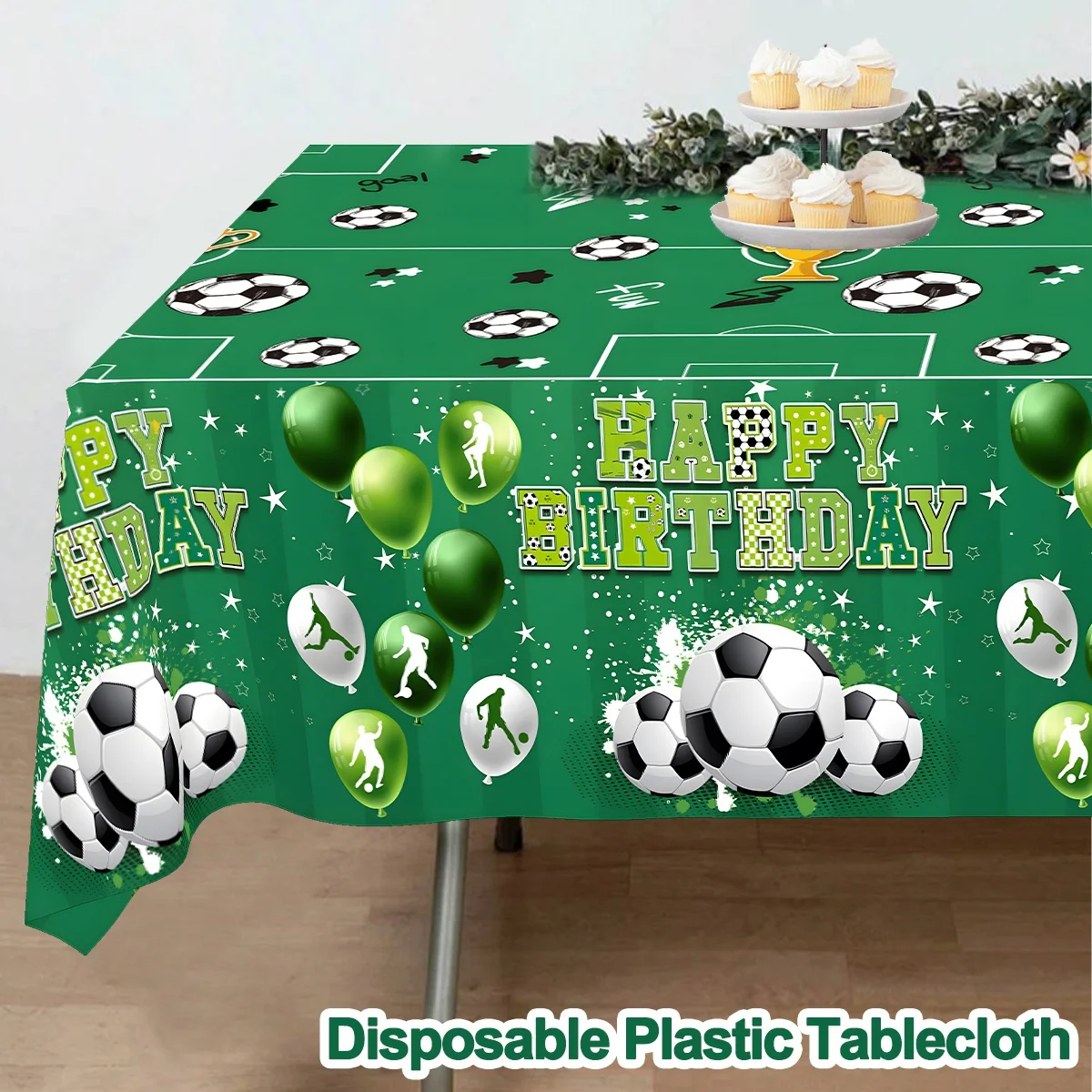 220×130cm Football Plastic Tablecloth Field Sports Soccer Party Decor for 1st Birthday Party Decoration Sport Theme Supplies