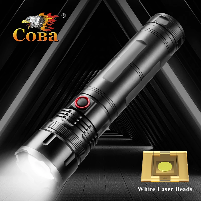 Powerful Spotlight Long Range LED Flashlight Strong Light Lamp Tactical Torch Lantern Built-in Battery Type-C Charging Torch