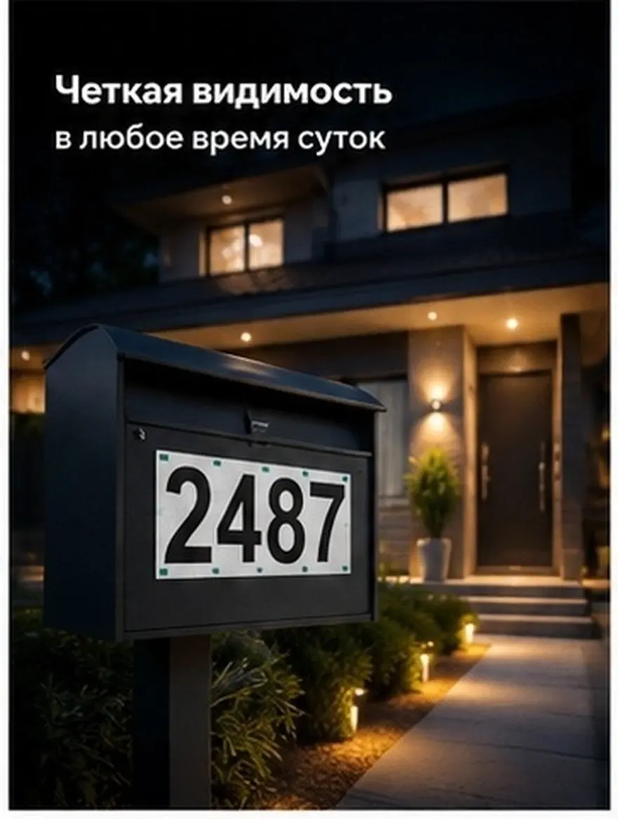 6Sheets Reflective Number Stickers Self Adhesive Waterproof for House Mailbox Address Numbers Outdoor Signs Visibility