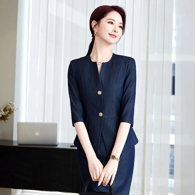 2025 neue Einreiher Frauen Set Mode Büro Zwei Stück Set Freizeit Abnehmen Professionelle Frauen Halb Rock