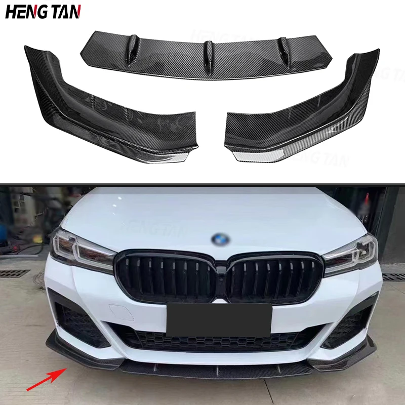 Carbon Fiber Car Front Bumper Splitter Front Lip Chin Spoiler Diffuser For BMW 5 Series G30 G38 525i 540i 530i M Sports 2021+