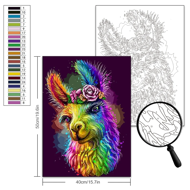 Diy Paint By Numbers Animal Kit Oil Painting By Number On Canvas Coloring Picture Handmade Gift For Adult Unique Gift Home Decor