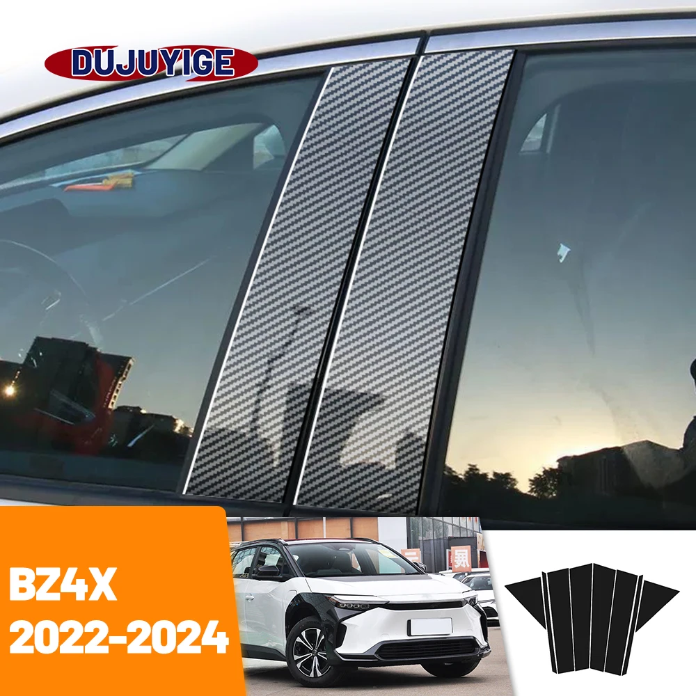 

Для Toyota BZ4X 2022-2024 2023: накладки на стойки B и C из карбонового волокна, декоративные наклейки на оконные и дверные колонны