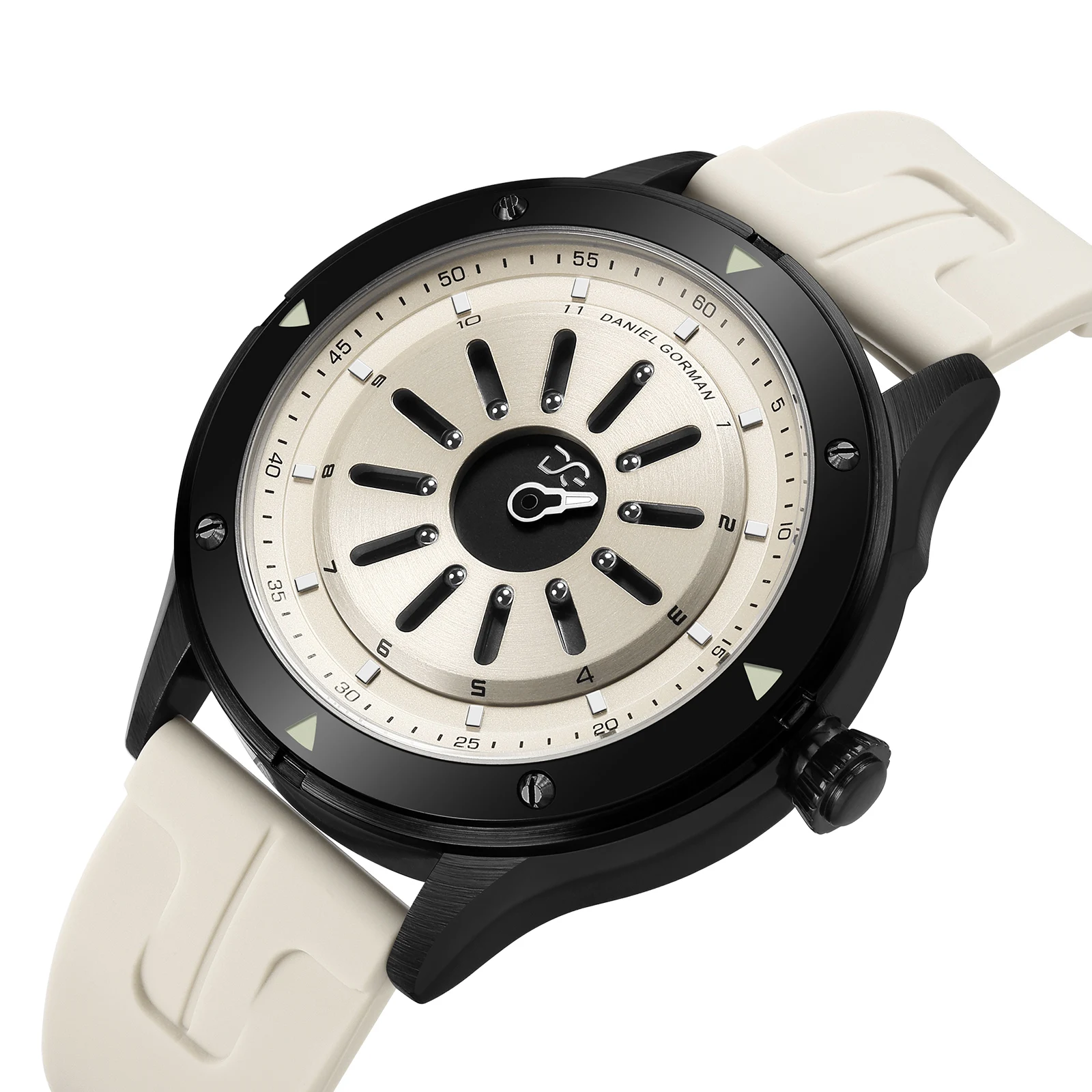 

DANIEL GORMAN Automatic Quartz Watch Men Stainless Steel Case Waterproof Luminous Sport Wristwatch with Silicone Strap