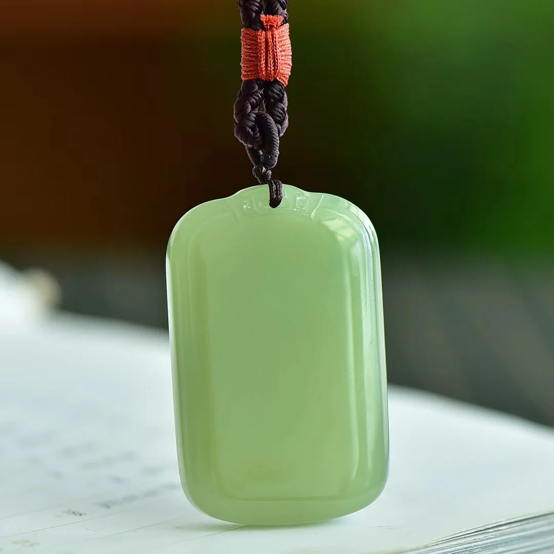 Exquisite Hetian Jade Green Jewelry Sea Material Lake Green Safe and Sound Brand Pendant  1298#