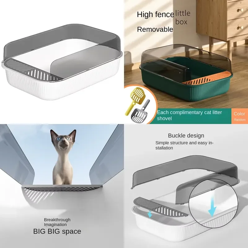 for  4-Piece Large -Closed Top Entrance High Frame Splash Removable Cat Litter Box and Accessories Set Wholesale Use
