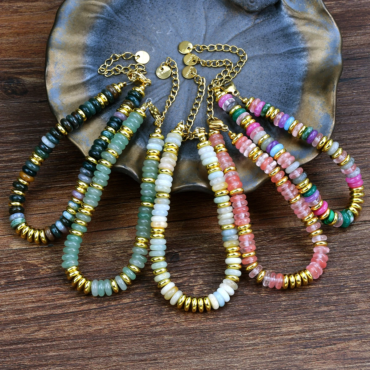 Colorful Natural Stone Mixed Gemstone Beaded Bracelet Bohemian Women\'s Fashionable And Sweet Summer Holiday Accessories