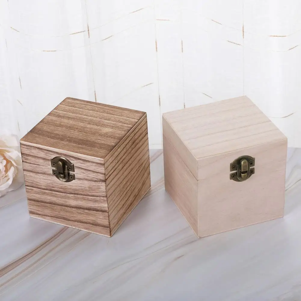 

Wooden Box Jewelry Storage Box Earrings Necklace Ring Portable Jewelry Box Square Wooden Storage Box Vintage Storage Container