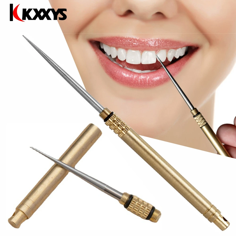 Portable Titanium Toothpicks Dental floss Metal Pocket Keychain Stainless Steel Reusable Toothpicks Fruit Fork Camping Tool