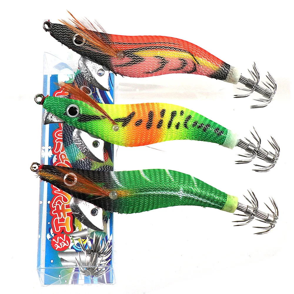 2.5# 3.0# 3.5# Squid Jig Hard Fishing Lure Shrimp Prawn Luminous Glow in Dark Artificial Biat for Cuttlefish Octopus