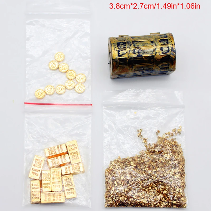 Retro Mini Treasure Chest With Fake Coins Exquisite Dollhouse Accessory Creative Landscape Decoration DIY Parts view 5