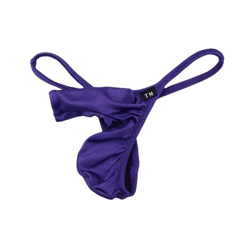 

Men's Ice Silk Elephant Trunk Thong Sexy Low-rise Solid Color Thin Strap Elastic T-back Underwear