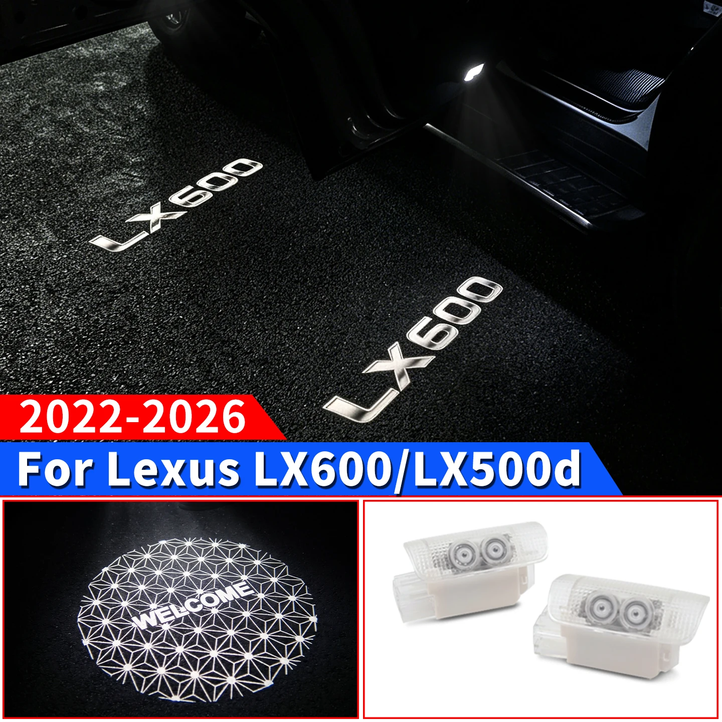 For Lexus LX600 2022 2023 2024 2026 Dynamic Door Logo Welcome Light LED Courtesy Projector Lamp Interior Styling Accessories