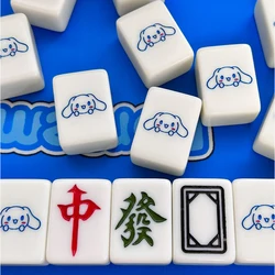 144pcs Household Hand Rubbing Mahjong Card Family Table Board Game Crystal Cute Dog 40mm Cartoon Environmentally Protable Box
