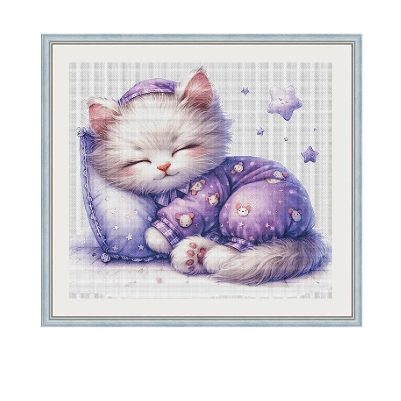 

Спящие кошки и слоны 14CT 16CT напечатанный на холсте набор для вышивки крестом «сделай сам» набор с китайским узором домашнее рукоделие вышивка