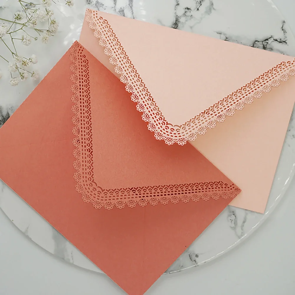 Envelopes De Papel De Renda para Almofadas De Letra, Capa De Papel Vintage, Cartões De Convite De Festa De Casamento, Material De Escritório, Kawaii, 5Pcs