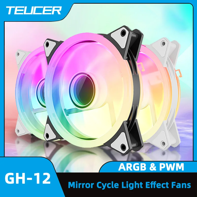 TEUCER GH12 120mm PC Cooling Fan ARGB Infinite Mirror ventilador 12cm PWM CPU Air-cooler PC gamer Case Fan Kit for Water Cooler