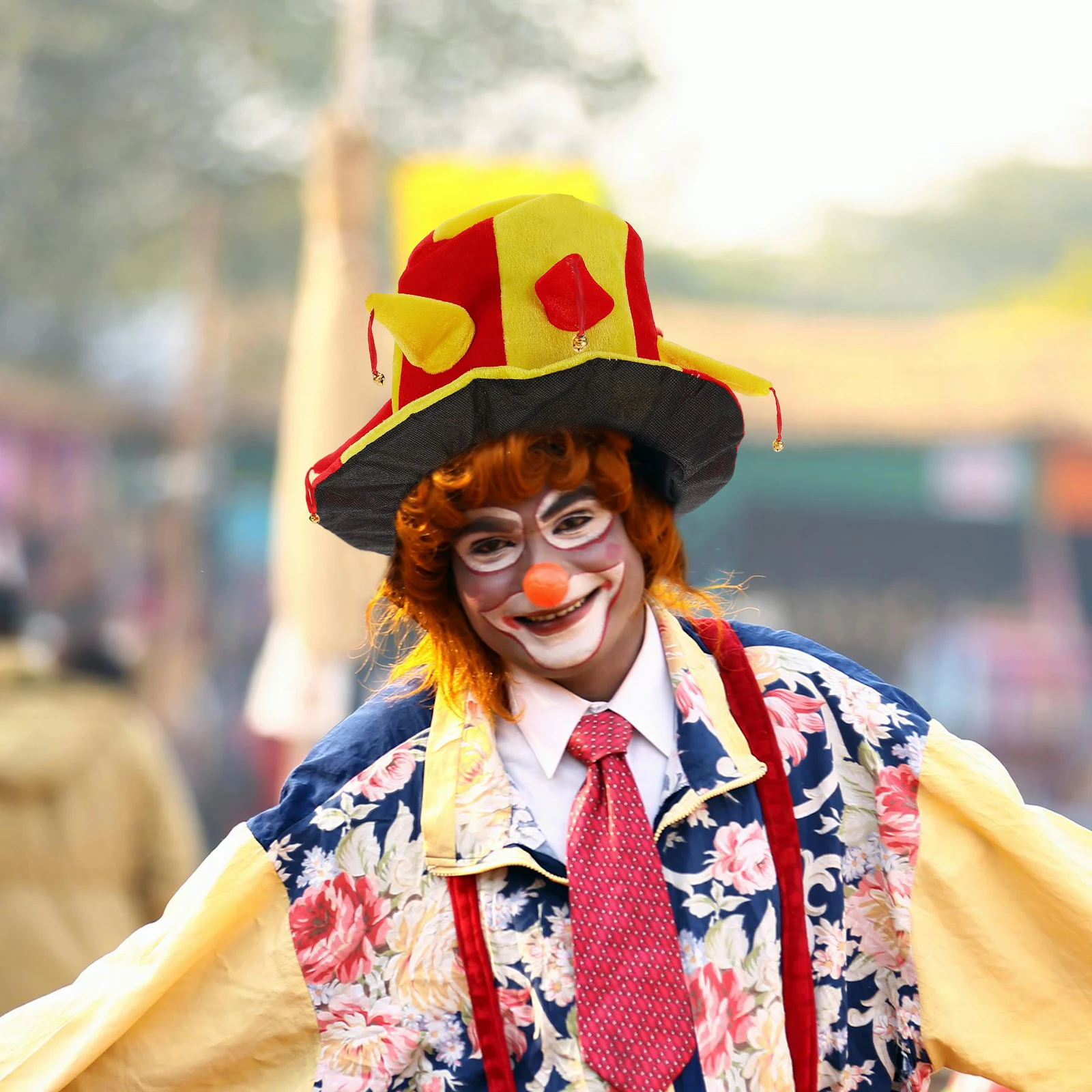 

Clown Hat Cosplay Funny Adult Party Hats Carnival Halloween Festival Costume Accessory Textured One Size Fits Most