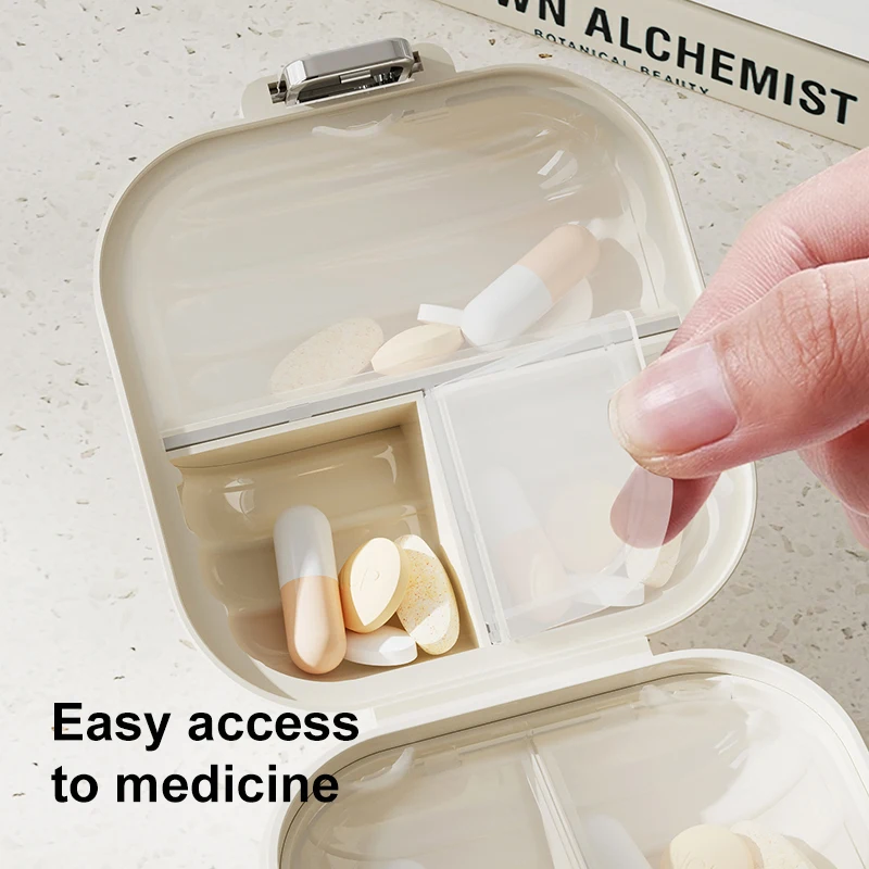 Portable Mini Pill Box, Outdoor Travel Pocket-sized Compartmentalized Pill Storage Box with Sealed Moisture-proof Design