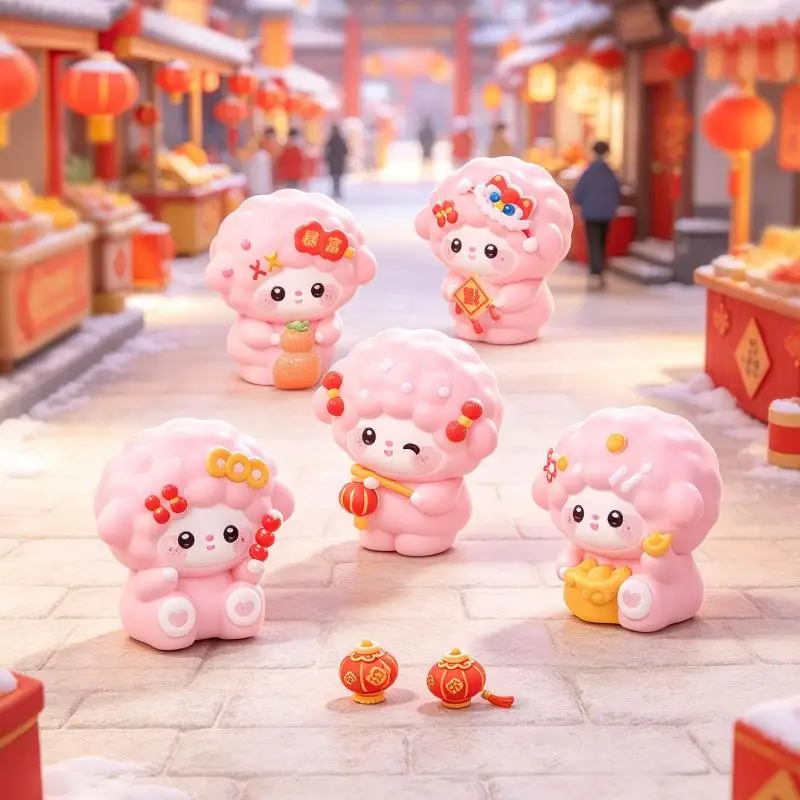 Cute Lucky Sheep Mini Figurine 2027 New Year Fortune Lamb Ornament Car Dashboard Desktop Decor Gift