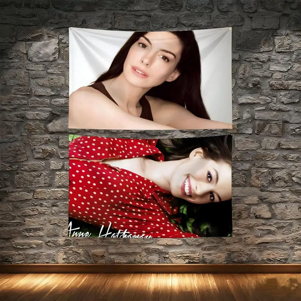 Famous Celebrity Actor A-Anne Jacqueline Hathaway Flags Tapestry Creative Pattern Photo Living Room Wall Art Party Outdoor Decor