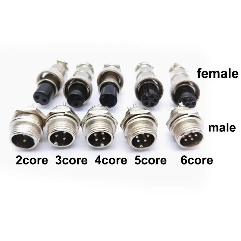 GX12 2/3/4/5/6 Pin core Circular Aviation wire cable power adapter Nut Type Male Female Socket Plug Wire Panel Connector 12mm