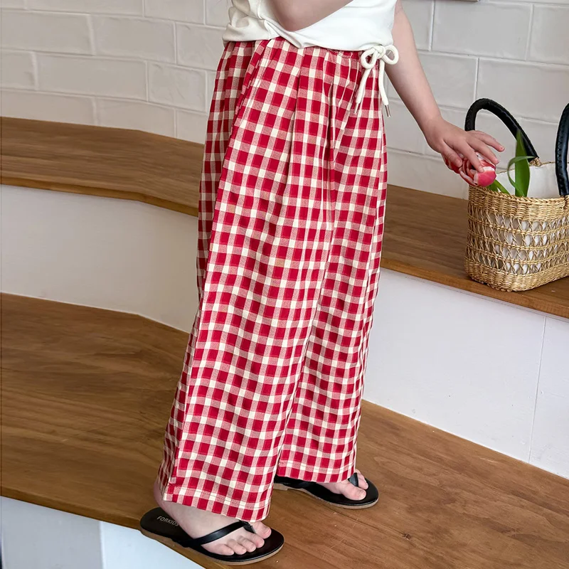 سراويل طويلة منقوشة صيفية عتيقة للفتيات، سراويل كاجوال فضفاضة، سراويل صيفية للأطفال