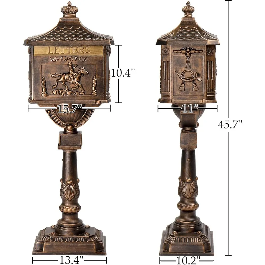 صندوق بريد من الألومنيوم المصبوب يقفل صناديق البريد السكنية للخارج مع مفاتيح صندوق بريد كبير آمن مقاوم للصدأ للاستخدام المنزلي