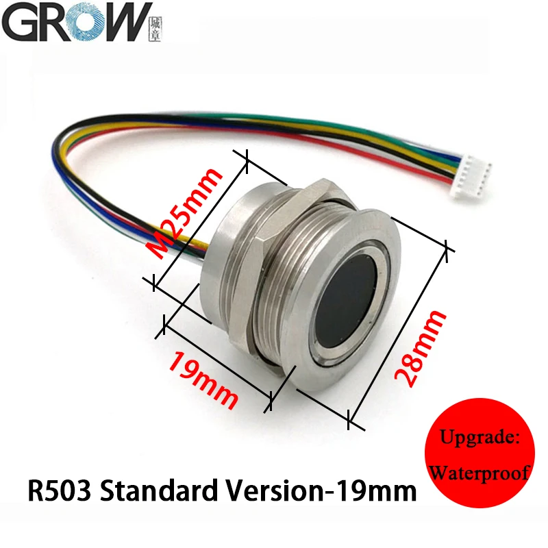 GROW R503 Neue kreisförmige runde RGB-Ringanzeige LED-Steuerung DC3,3 V SH1,0-6-poliger kapazitiver Fingerabdruckmodul-Sensorscanner