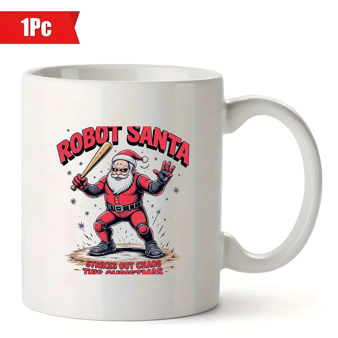 Caneca de Papai Noel Robô 11 onças + Robô Criativo Xícara de Papai Noel Presente de Natal Copo infantil Xícara de café para escritório em casa