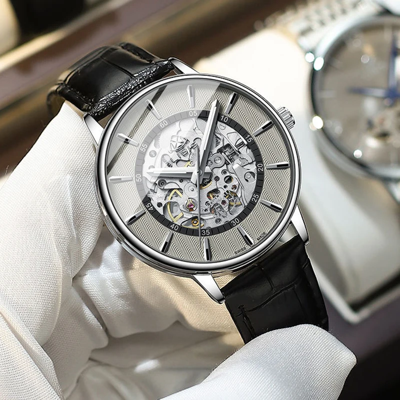 

Luxury Men's Watch Personalized Automatic Mechanical Watch Steel Belt Waterproof Night Light Men's Date Sports Watch Reloj+Box