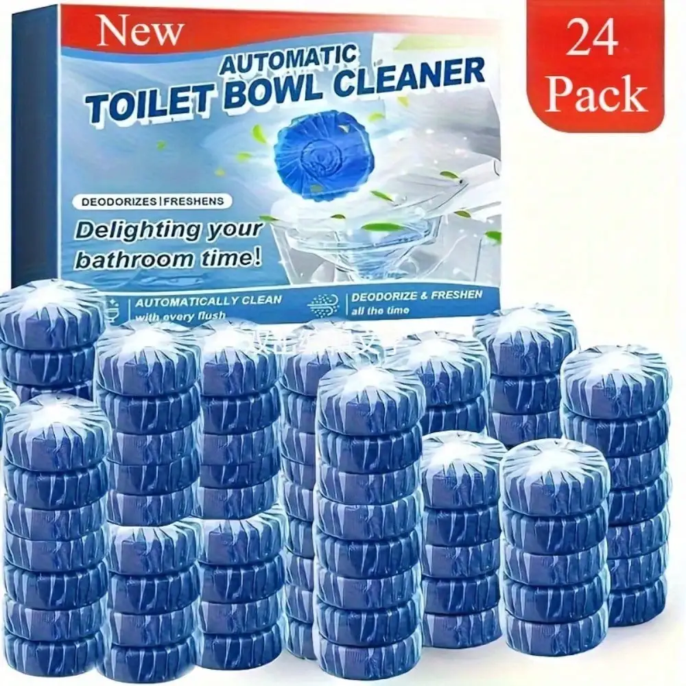 

24pcs Blue Foam Automatic Toilet Cleaner Deodorant Yellow Stain Odor Removal Deep Cleaning Supplies