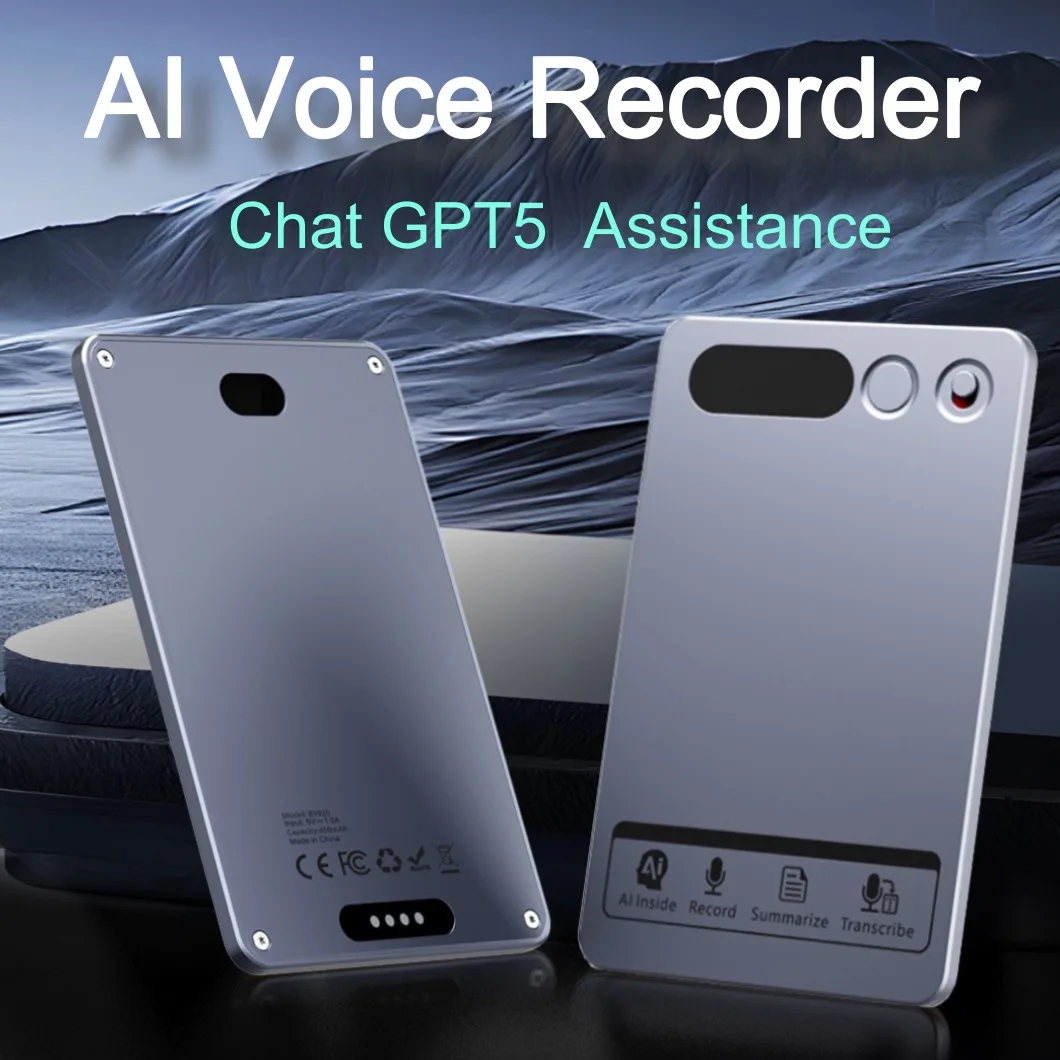 Mini Grabadora de Voz Inteligente con IA, Aplicación ChatGPT-5, Llamadas Telefónicas, 118 Idiomas, 64G, para Reuniones, Entrevistas, Discursos, Transcripción por IA