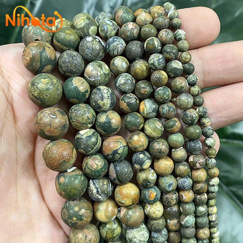 Matte Old KAMBABA Jaspers Natural Round Loose Beads Handmade for Jewelry Making DIY Bracelet Rings Chains 15